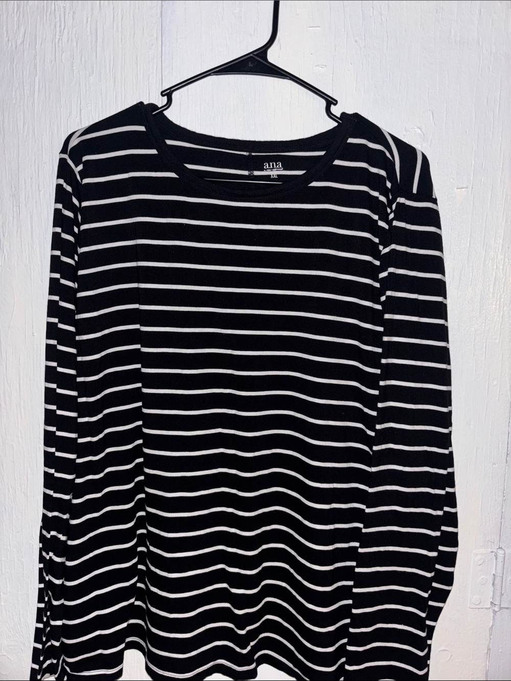 a.n.a Black & White Striped Long-Sleeve Tee